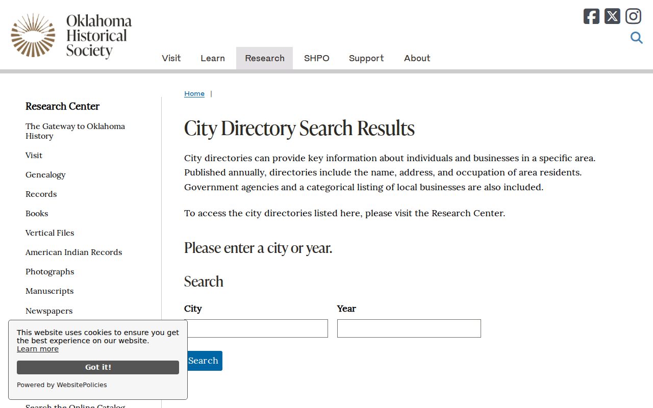 Muskogee city directory Oklahoma Historical Society City and Year search