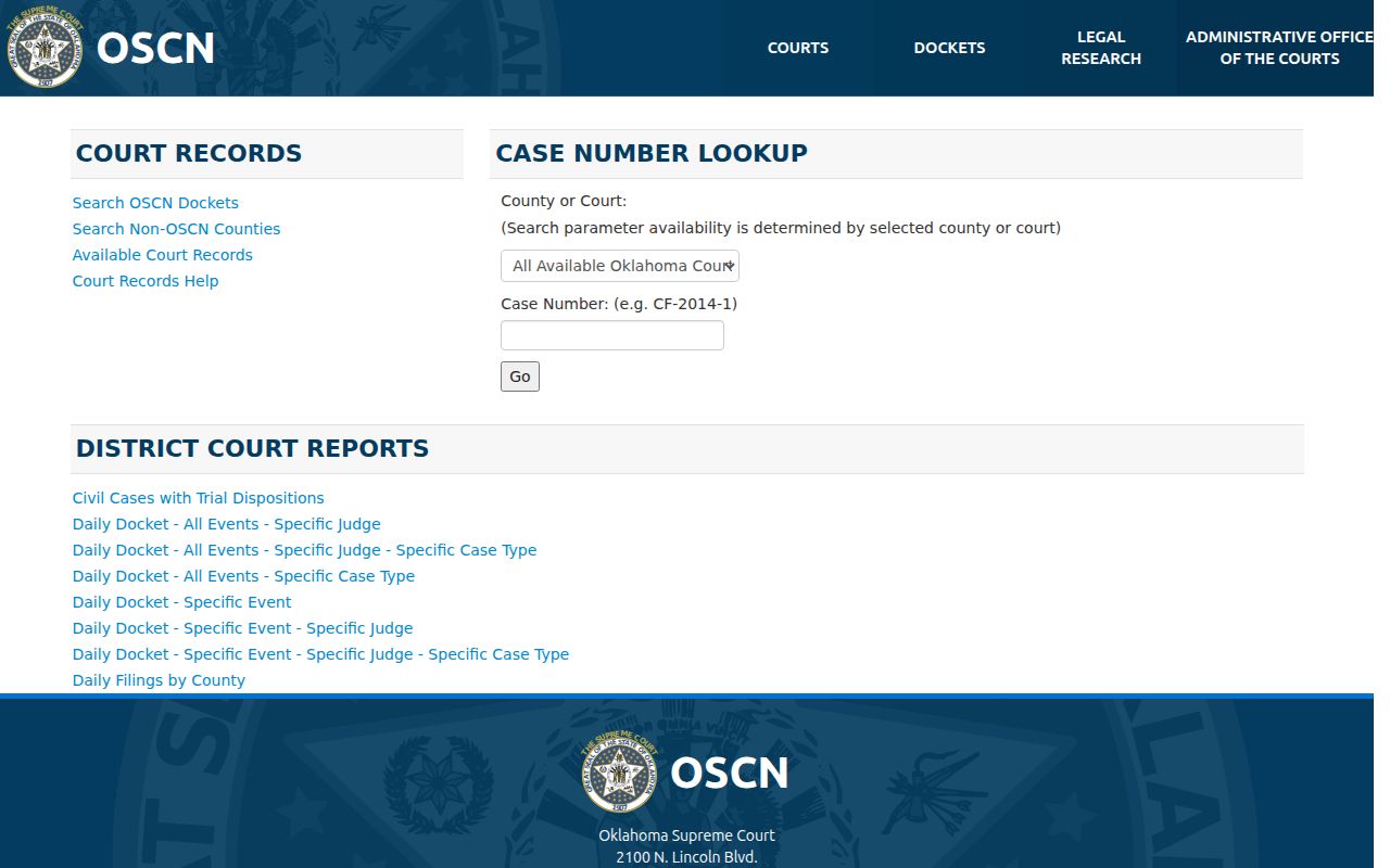 Muskogee residents directory OSCN court docket search