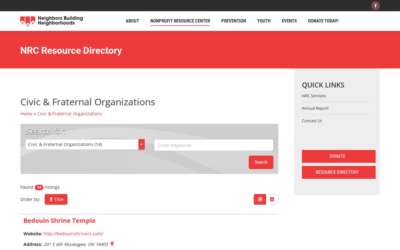 Muskogee neighbors civic and fraternal directory source